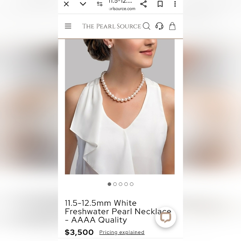 11 - 12  mm White Cultured Pearl Necklace - AAAA Quality